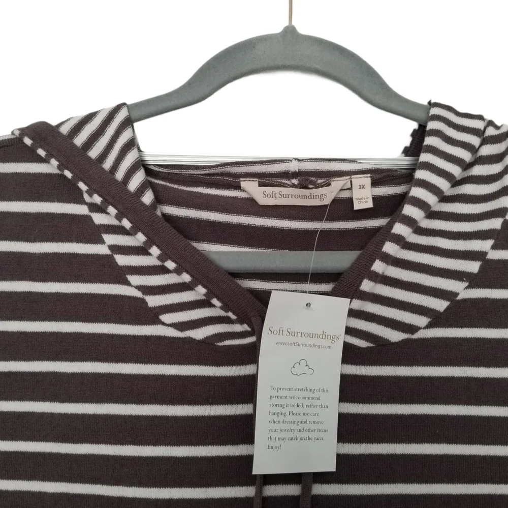 Soft Surroundings Striped Sz Medium Sweater Hoodie